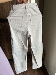 H&amp;M Beige Straight Leg Jeans