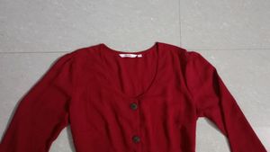 MAROON DRESS flared look .