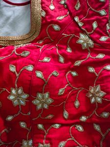 Red Embroidered Saree Blouse