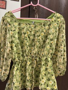Floral Green Top