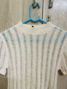 H&amp;M White Knit Crop Top