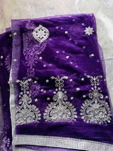 Purple Embellished Saree