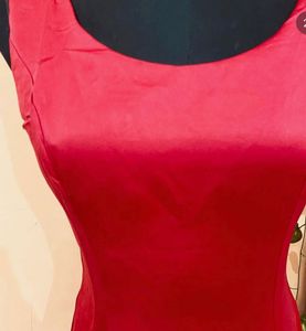 Elegant Red Satin Evening Gown