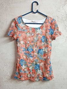 Ladies Floral Lace Top Layered Multicolour