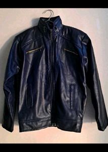 Stylish Blue Leather Jacket inside fur & Pant Comb