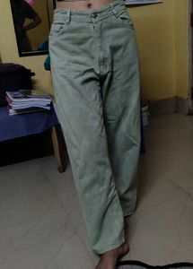 Wide Leg Light Green Jeans
