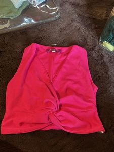 Pink Knot-Front Crop Top