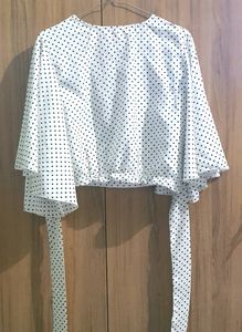 White Polka Dot Crop Top