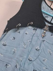 Blue Floral Dress with Vest