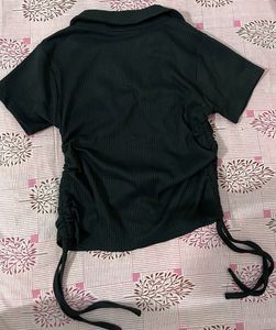 Black Ribbed Crop Top