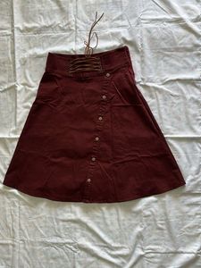 High Waist Classic Burgundy Tokyo Talkies Skirt