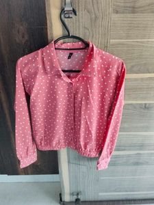 Cute Orange Mixed Polka Dot Top