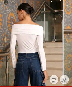 Shein Off-Shoulder Long Sleeve white Top