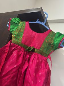 Cute Pink &amp; Green Ethnic Dress