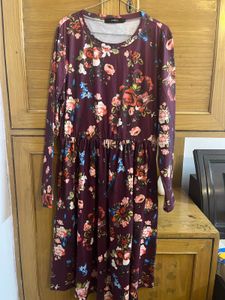 Preety Feminine Dress In Burgubdy Color