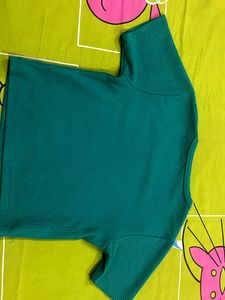 Green Ribbed Crop Top