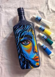 HandPainted Abstract Woman Art Decorative Bottle