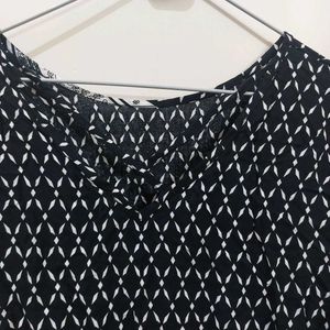 Black Patterned Tunic Top