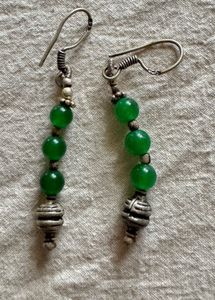 92.5 Silver Jade Bead Earrings