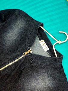 Denim Look Zip-Up Jacket