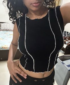 black fitted top size S