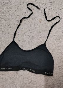 Black Padded Neck Thread Bra
