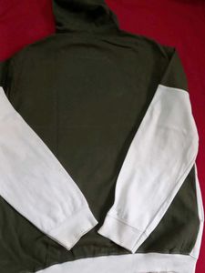 Olive Green And white Graphic Hoodie