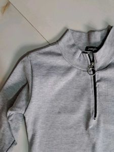 Grey Turtle Neck Crop Top