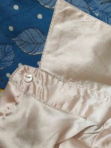 Peach Satin Button-Up Shirt