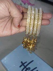 Sparkling Gold &amp; Crystal Indian Bangles