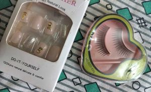 Peach Colour Nails Set (24 Nos)