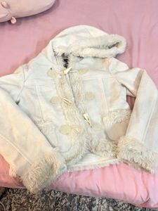 Fuzzy Trimmed Toggle Jacket