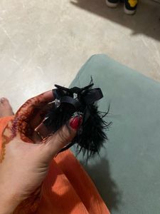Black Feather Hair Tie