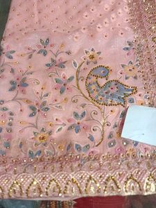 Peach Embroidered Saree