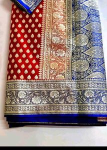 Selling A New Red Banarasi Saree With Blouse