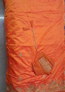 orange silk saree
