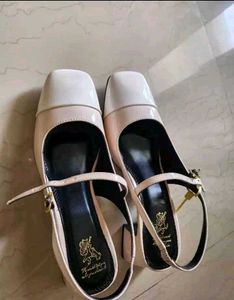 Theatre Cream &amp; White Block Heel