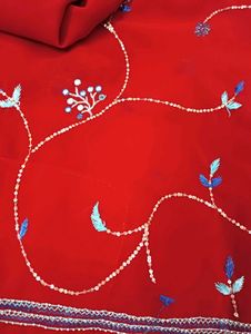 Red Embroidered saree