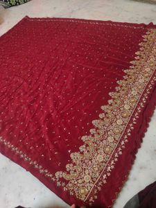 Zardozi Red Saree 😍 No Blouse