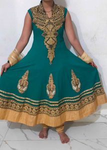 Elegant Teal Embroidered Anarkali