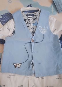 Kids Boy Party Wear Set Wid Half Vest Coat