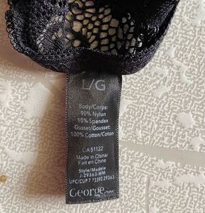 New George Black Lace Thong Elegant Floral Mesh-