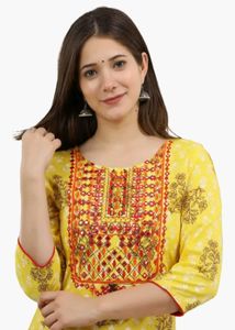 Yellow Embroidered Kurta