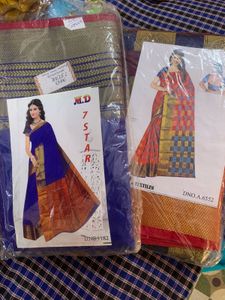 Combo Elegant Red &amp; Gold Patterned Saree