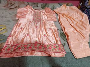 Peach Embroidered Salwar Suit