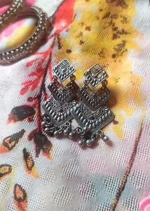 Vintage Oxidised Jhumka Earrings