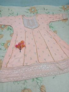 Peach Embroidered Kurti