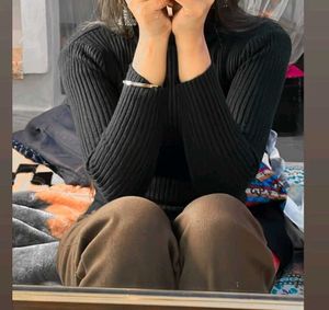High Neck Winter Wool Tshirt For Women