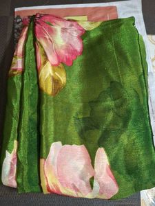 Elegant Green Floral frendi Saree..