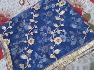 Blue Floral Dupatta